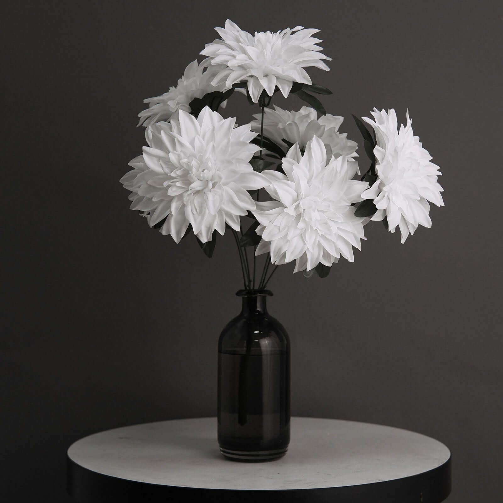 2 Bouquets 20" White Artificial Silk Dahlia Flower Spray Bushes