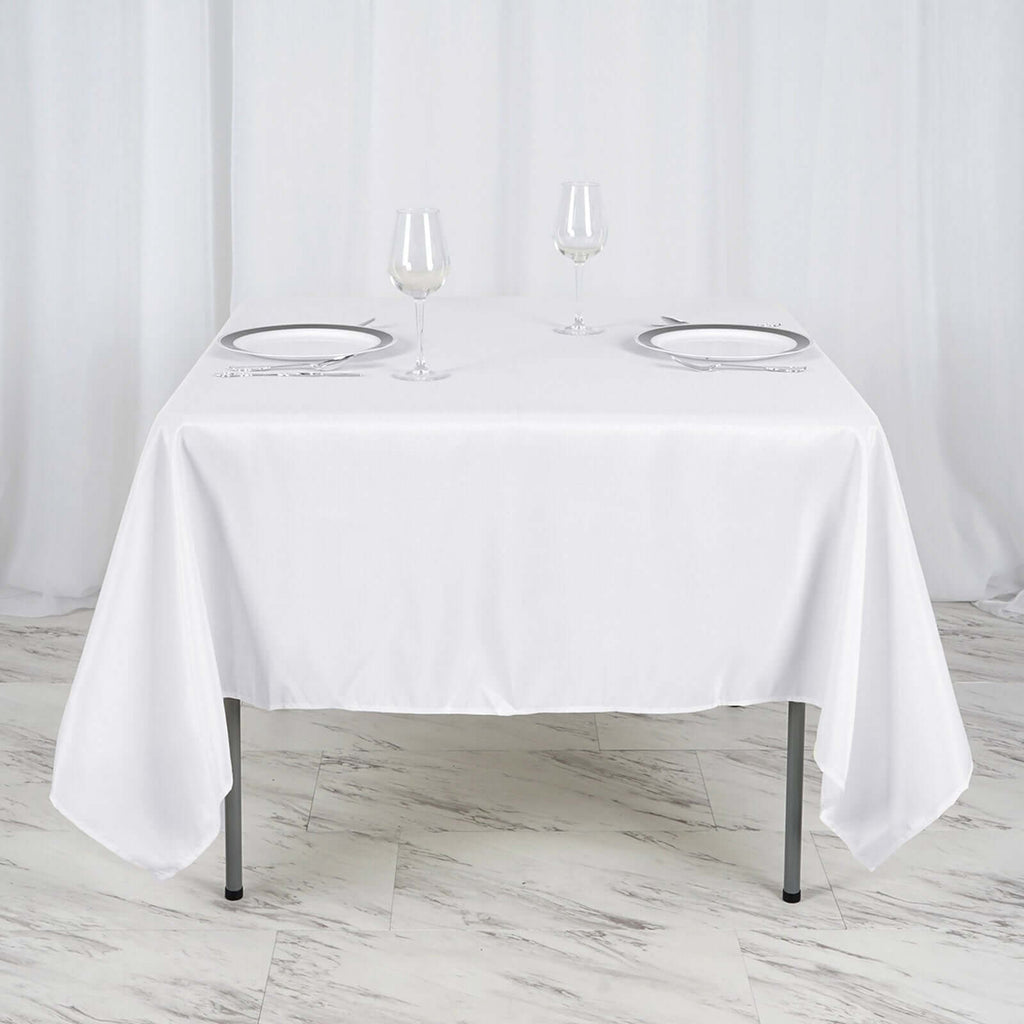 Polyester Square 70"x70" Tablecloth White - Wrinkle-Resistant & Durable Table Cover for Events