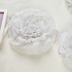 Set of 6 White Giant Carnation 3D Paper Flowers Wall Decor - 12",16",20"