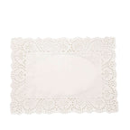 100 Pcs Paper 14"x10" Rectangle Placemats in White - Food Grade Lace Paper Doilies for Dessert Display & Table Decor