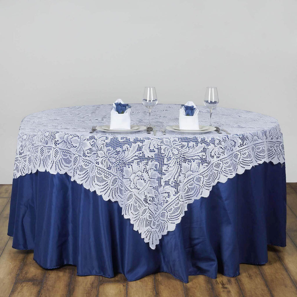 Lace 54"x54" Table Overlay Square Tablecloth White - Stylish Victorian Design Event Decor