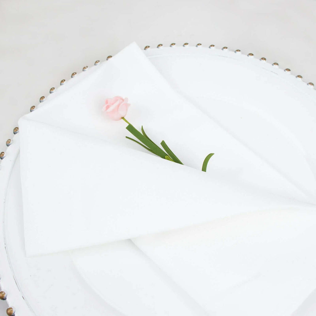 5 Pack Premium Polyester 20"x20" Napkins White - Wrinkle-Resistant & Durable Dinner Napkins for Any Occasion