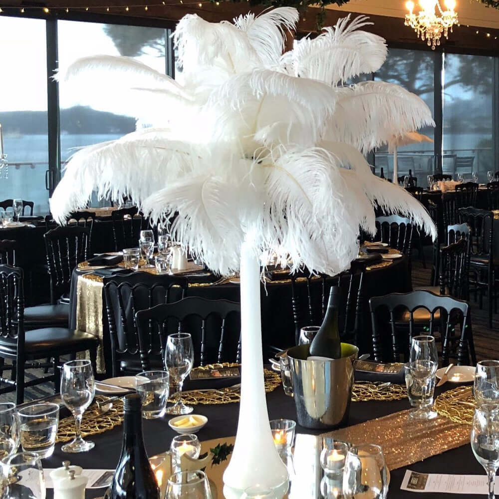 12 Pack White Natural Plume Ostrich Feathers Centerpiece Filler - 24"-26"