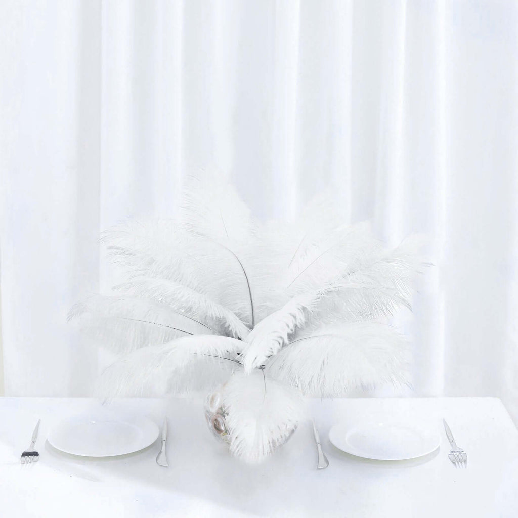 12 Pack 13"-15" White Natural Plume Real Ostrich Feathers, DIY Centerpiece Fillers