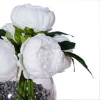 5 Flower Head White Peony Bouquet Artificial Silk Peonies Spray