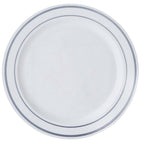 10-Pack Plastic Dessert Plates White with TrÃ¨s Chic Silver Rim - Disposable Plates for Appetizers 6"
