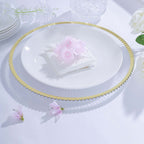 6-Pack Acrylic Plastic Round Charger Plates 13" in Clear with Gold Sunray Wavy Rim, Exquisite Dinner Serving Plates