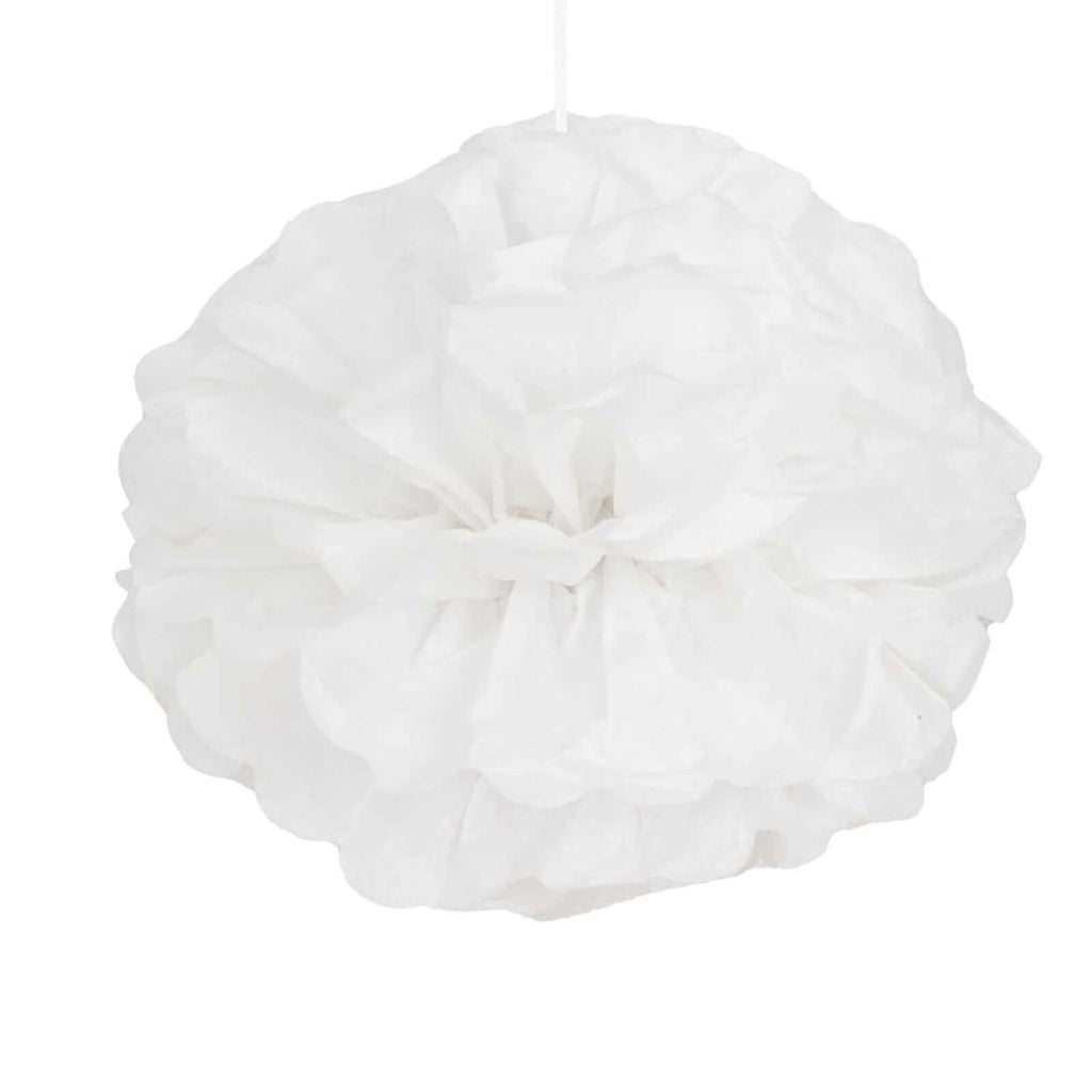 6 Pack 10" White Tissue Paper Pom Poms Flower Balls, Ceiling Wall Hanging Decorations