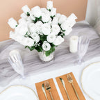 12 Bushes White Artificial Premium Silk Flower Rose Bud Bouquets