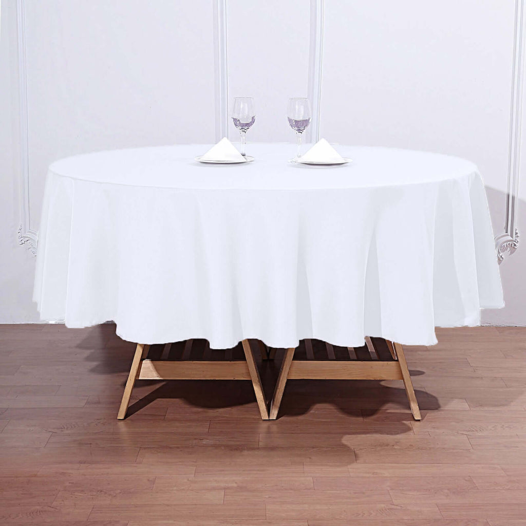 Polyester 90" Round Tablecloth White - Stain and Wrinkle-Resistant Table Cover for Party & Gatherings