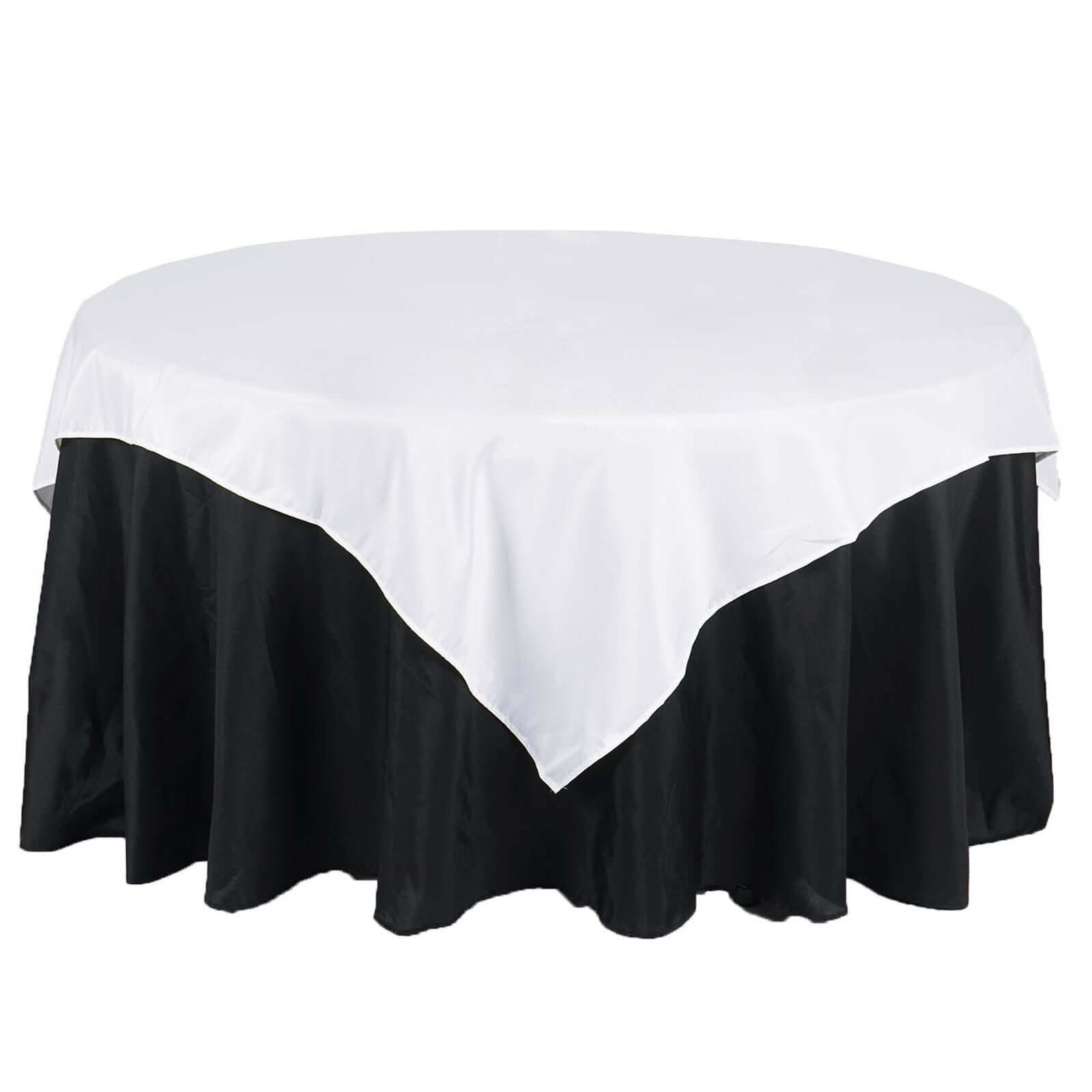 Polyester 70"x70" Table Overlay Square Tablecloth White - Wrinkle-Resistant & Durable Table Cover for Events