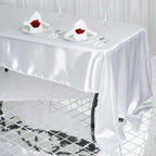 Satin Rectangular 60"x126" Tablecloth White - Smooth and Lustrous Finish for Weddings and Parties