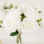 2 Bushes 17" White Premium Silk Jumbo Rose Flower Bouquet, High Quality Artificial Wedding Floral Arrangements
