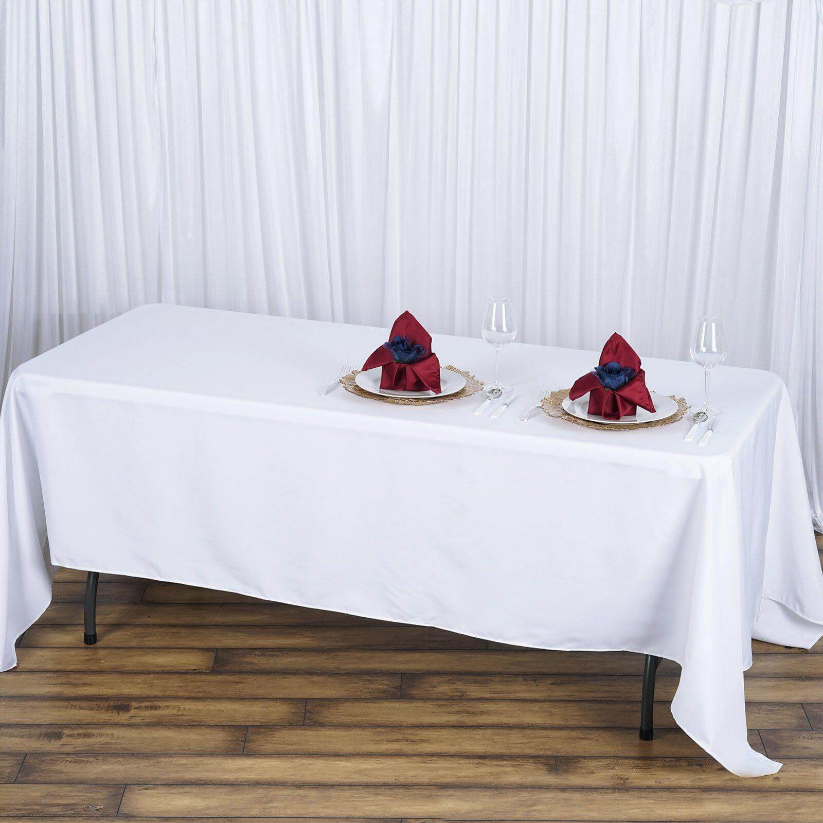 Premium Polyester 72"x120" Rectangle Tablecloth White - 220GSM Stain-Resistant Table Cover for Weddings & Event Decor
