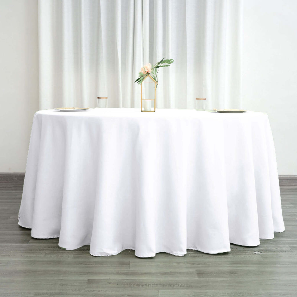 Polyester 120" Round Tablecloth White - Seamless Wrinkle-Resistant Design for Weddings