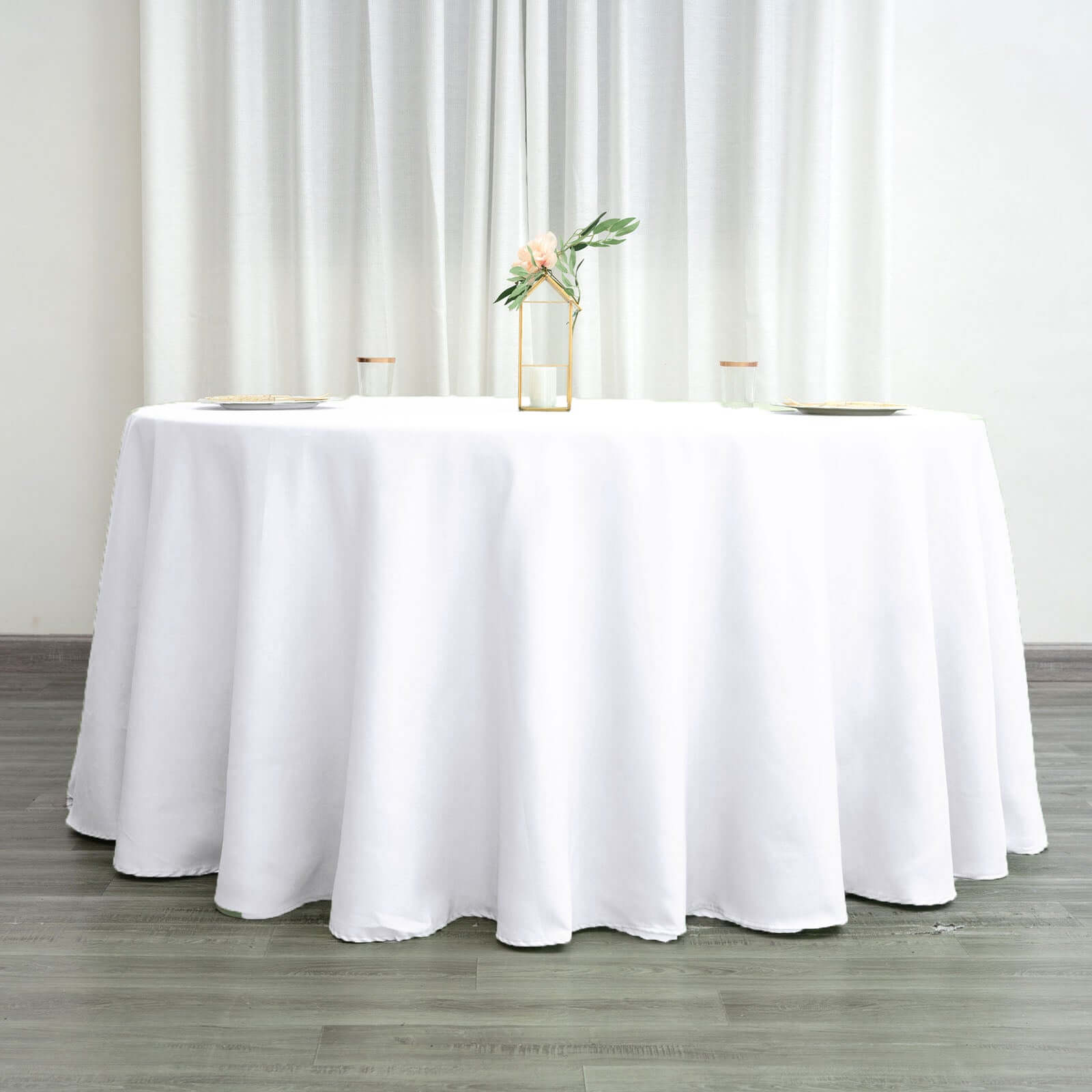Polyester 120" Round Tablecloth White - Seamless Wrinkle-Resistant Design for Weddings