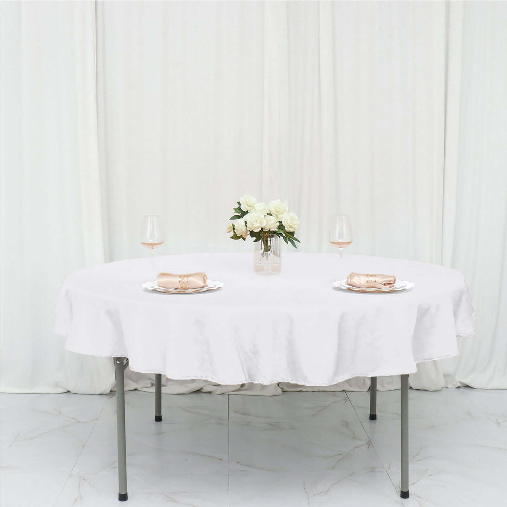 Polyester 70" Round Tablecloth White - Durable & Wrinkle-Resistant Table Cover for Everyday Use