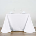 Polyester Square 90"x90" Tablecloth White - Wrinkle-Resistant & Durable Table Cover for Events