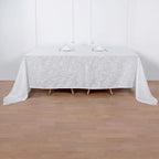 Faux Linen 90"x156" Rectangular Tablecloth White - Slubby Texture Wrinkle-Resistant Seamless Table Cover for Weddings and Events