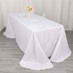 Polyester 90"x132" Rectangle Tablecloth White - Rounded Corners and Seamless Design for Sophisticated Gatherings