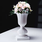 2 Pack 20" White Urn Planter, Floral Pedestal Flower Pot Plant Stand - PVC