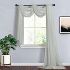 18ft Silver Sheer Organza Wedding Arch Drapery Fabric, Window Scarf Valance