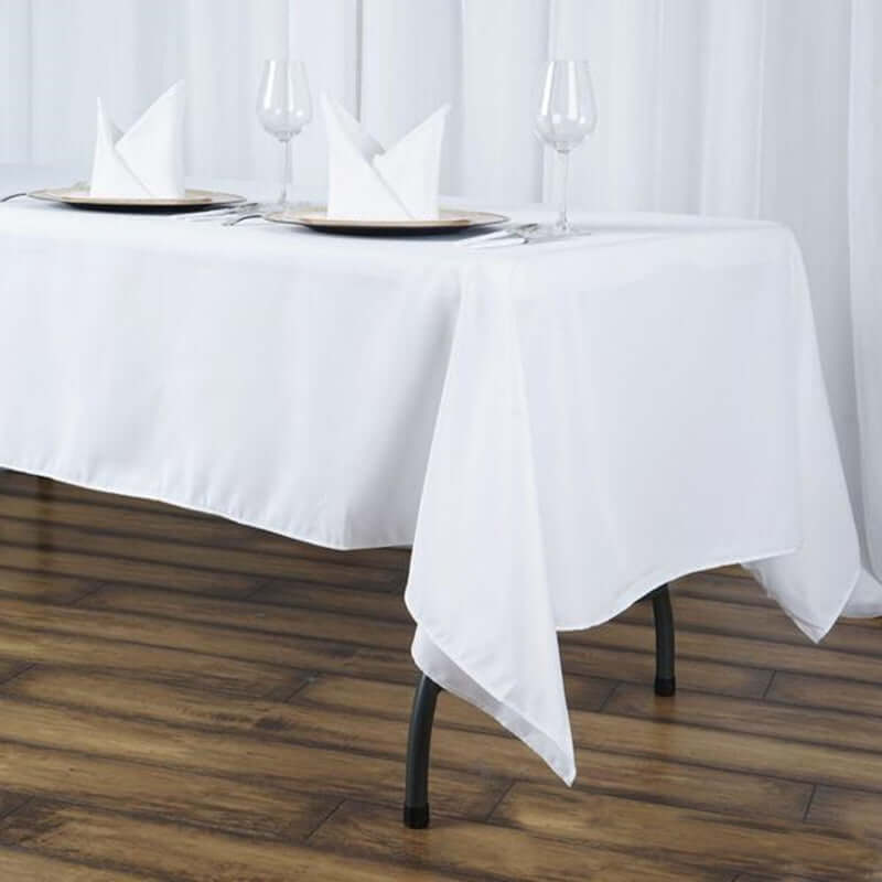 Premium Polyester 60"x102" Rectangle Tablecloth White - Durable 220GSM Wrinkle-Resistant Design Table Cover for Weddings & Events