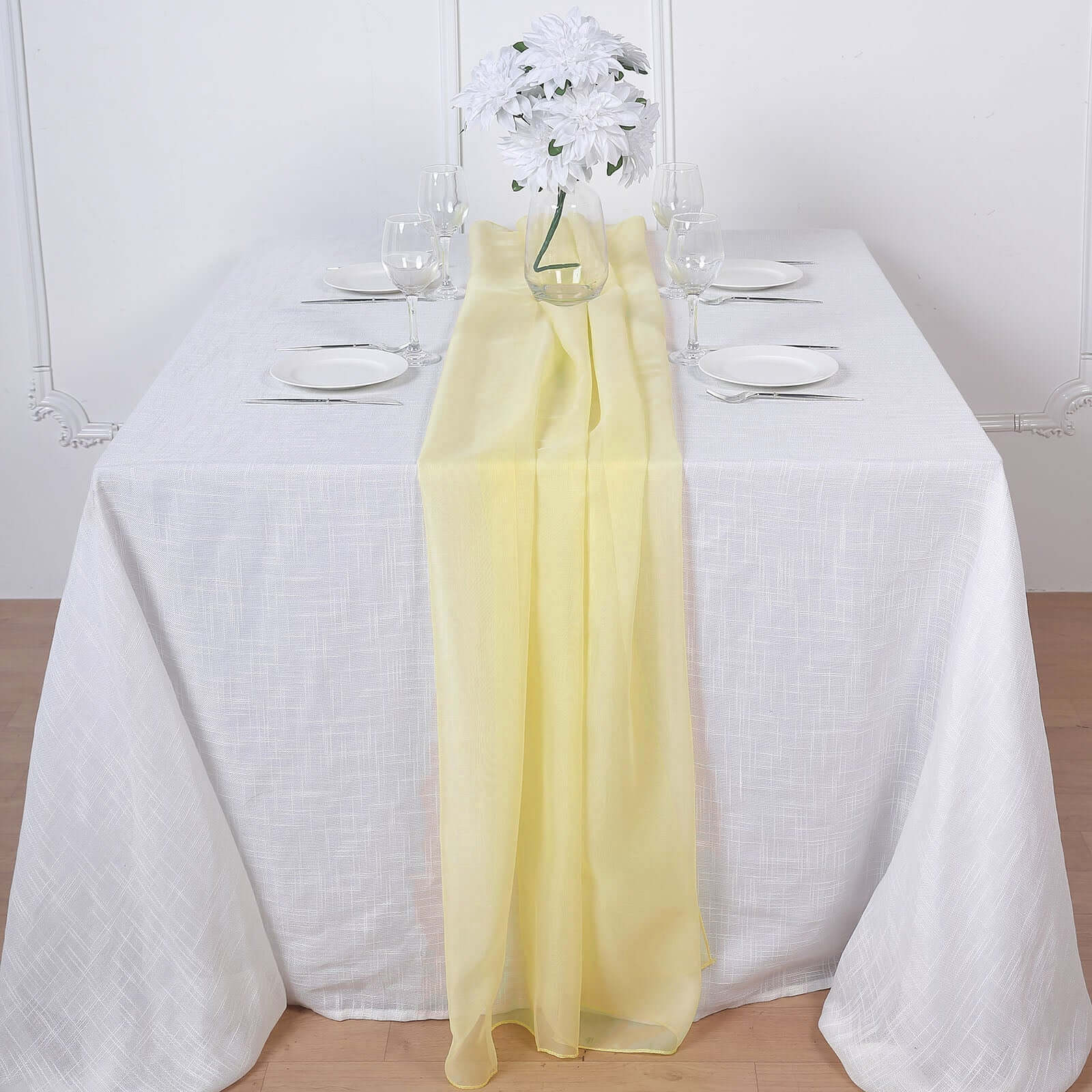Chiffon 6ft Table Runner Yellow - Flowy & Lightweight Table Decor