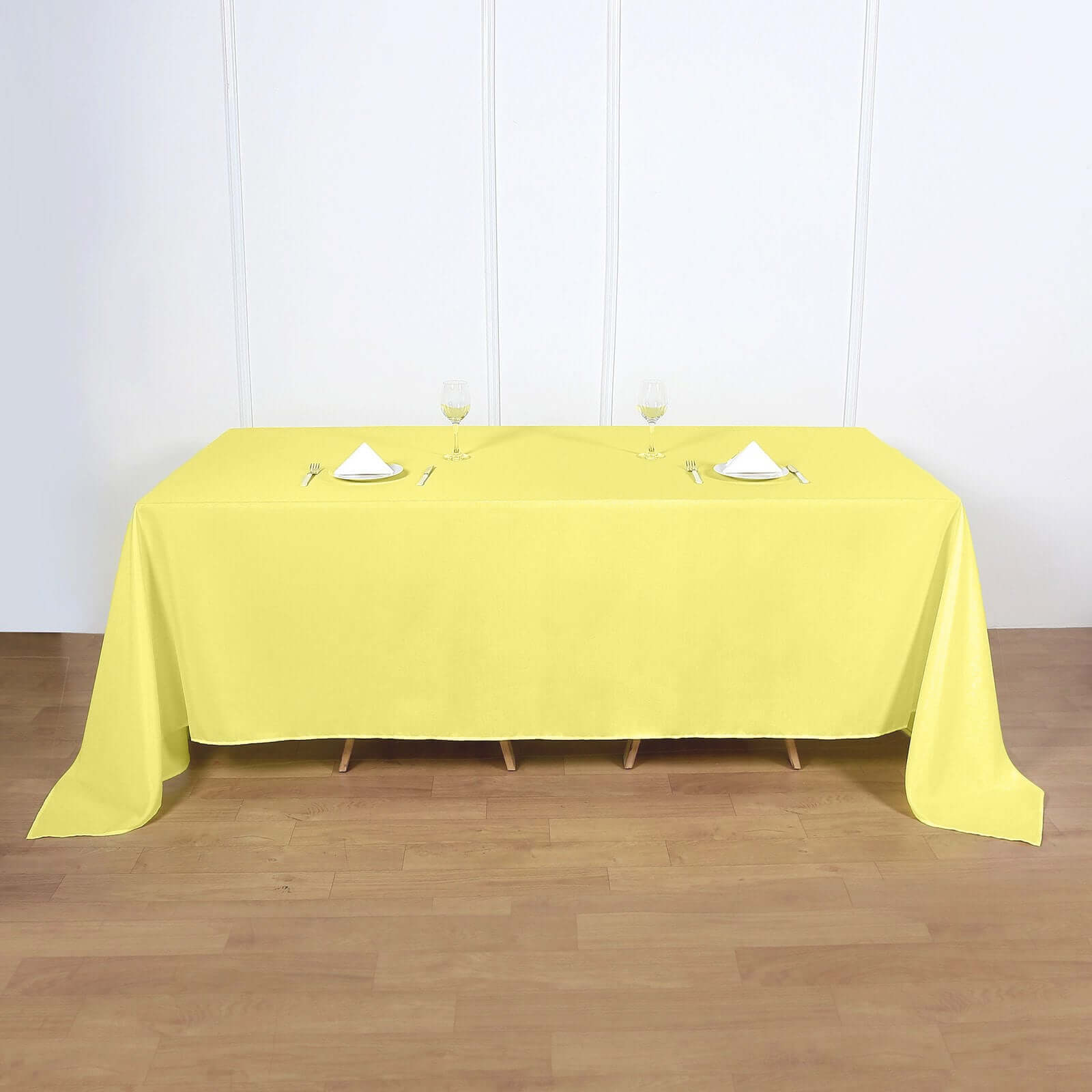 Polyester 90"x132" Rectangle Tablecloth Yellow - Seamless Wrinkle-Resistant Table Cover