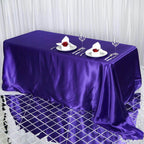 Satin Rectangular 90"x132" Tablecloth Purple - Seamless Table Cover