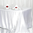 Satin Rectangular 90"x156" Tablecloth White - Seamless Stylish Table Cover for Wedding & Event Decoration