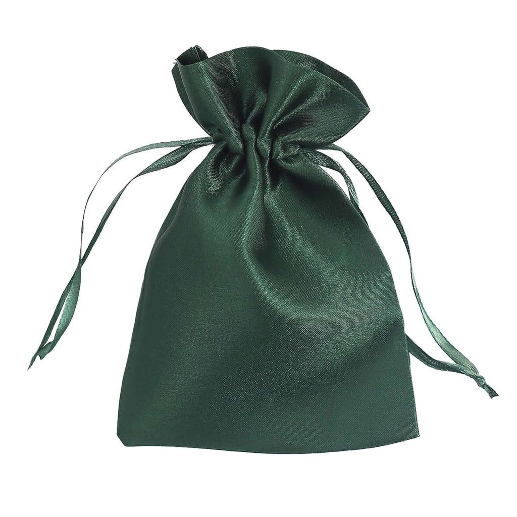 12 Pack 4"x6" Hunter Emerald Green Satin Wedding Party Favor Bags, Drawstring Pouch Gift Bags