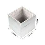 2 Pack 6" Whitewash Square Wood Planter Box Set With Removable Plastic Liners