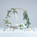 Round Wedding Arch Table Centerpiece Metal Gold - Hoop Wreath Tabletop Decor for Receptions 24"