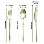 24-Pack Plastic Utensil Set with Roman Column Handle Gold - Disposable Silverware for Events