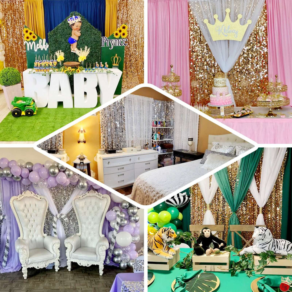 8ftx8ft Pink Big Payette Sequin Event Curtain Drapes, Backdrop Event Panel