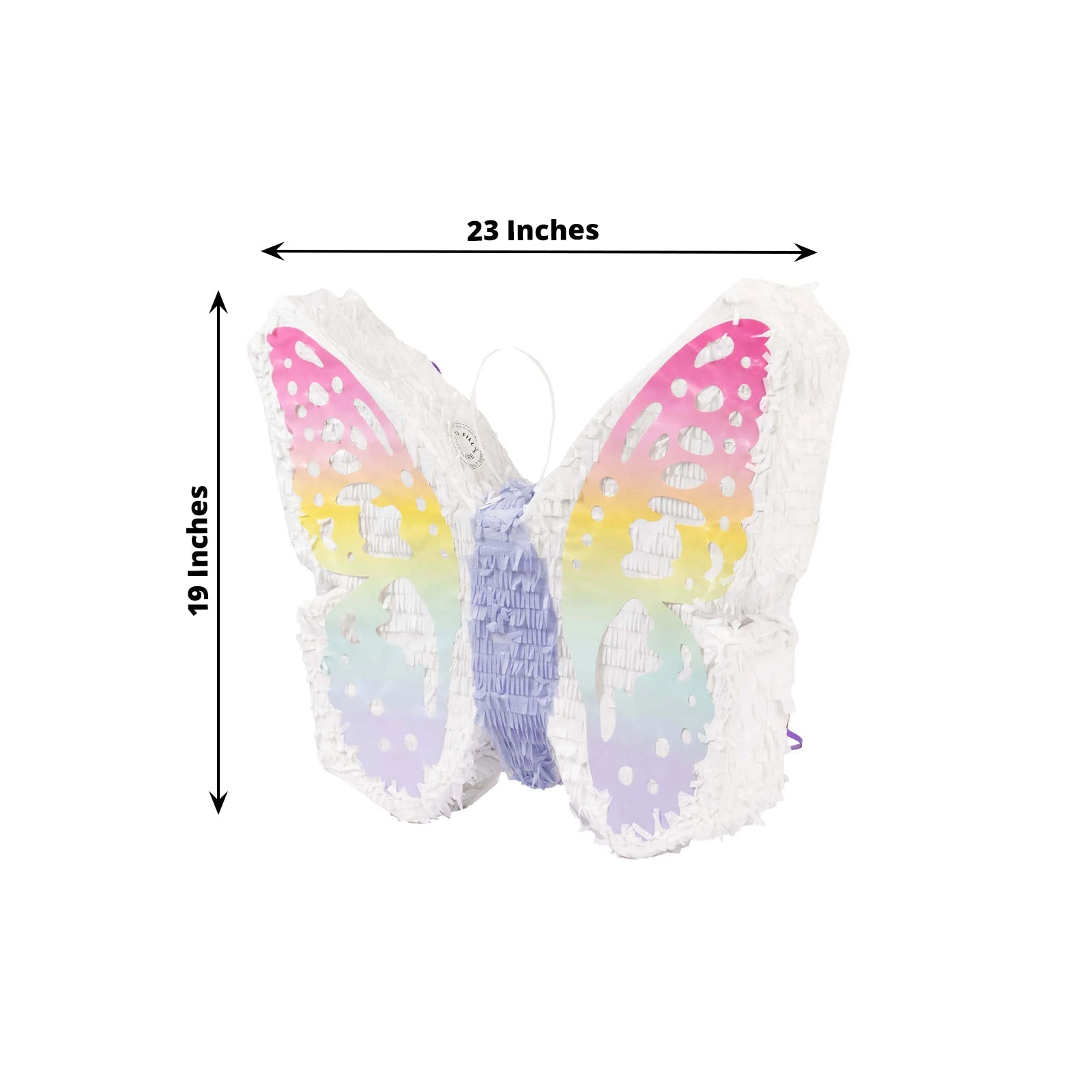 Expandable White Lilac Paper Butterfly Pinata Hanging Decor with Pastel Colored Wings, Fairy Themed Birthday Party Pinata - 23"x19" - Bell Racket Store