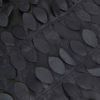 Taffeta 120" Round Tablecloth Black | 3D Leaf Petal Design Seamless Table Cover