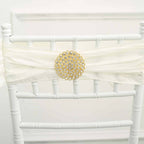 Rhinestone Metal Flower Chair Sash Band Buckle Gold - Glittering Diamond Accent for Weddings & Celebrations 3"