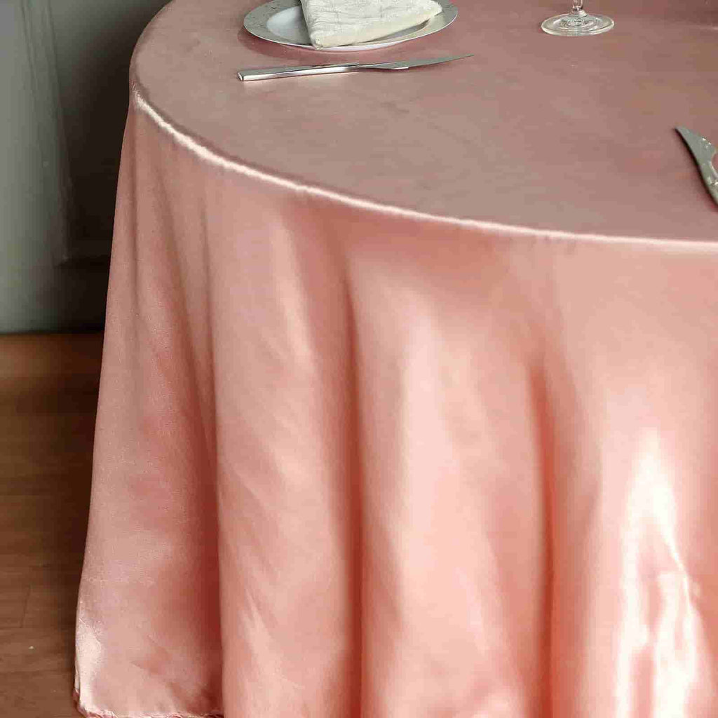Satin 108" Round Tablecloth Dusty Rose - Smooth and Lustrous Table Cover