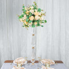 Acrylic Crystal Pillar Candle Stand Gold/Clear - Table Centerpiece and Wedding Flower Bowl Pedestal 32"