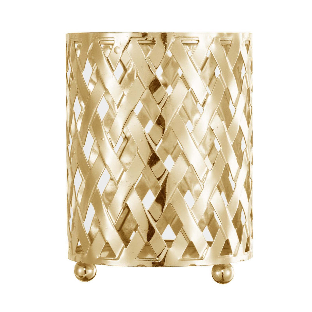 2-Pack Votive Candle Holders Gold Metal Diamond Cut Geometric Design - Perfect for Home DÃ©cor and Events 4"