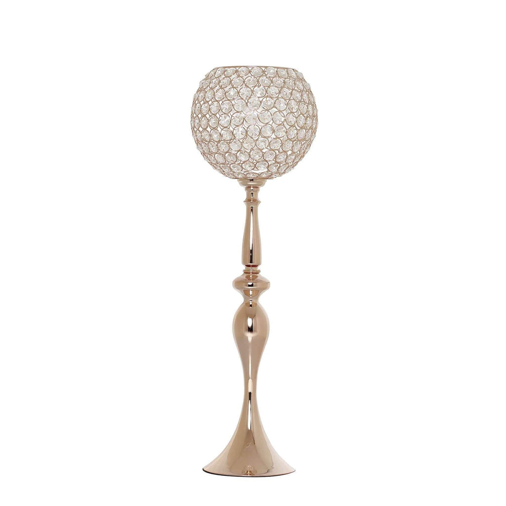 Acrylic Crystal Beaded Goblet Candle Holder Gold - Exquisite Flower Ball Centerpiece Stand for High-End Event Styling 30"
