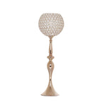 Acrylic Crystal Beaded Goblet Candle Holder Gold - Exquisite Flower Ball Centerpiece Stand for High-End Event Styling 30"