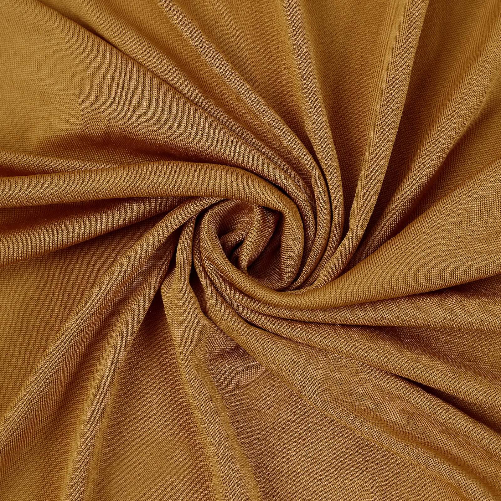 Spandex 30" Round Cocktail Table Cover Skirt Gold With Natural Wavy Drapes