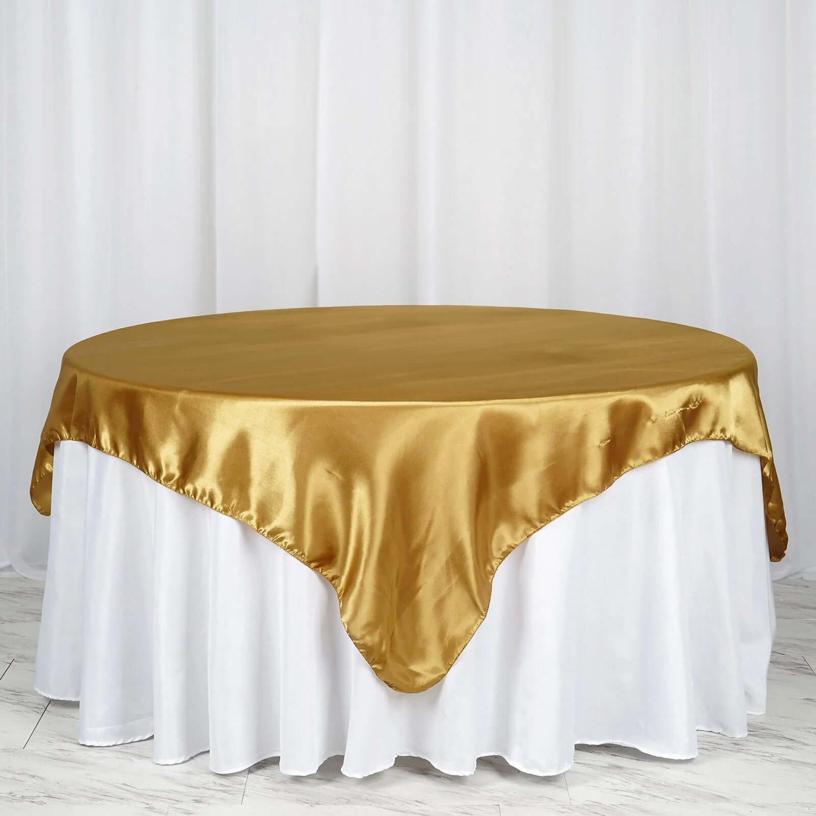 Satin 72"x72" Table Overlay Square Tablecloth Gold - Smooth Finish for Luxurious Events