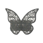 12-Pack Paper Napkin Rings Laser Cut Butterfly Black Shimmery - Decorative Serviette Holders for Events