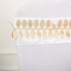 Taffeta Ribbon Sash with 4" Leaf Petal Design Champagne 50ft - Sophisticated Artificial Fabric Garland