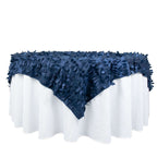 Taffeta 72"x72" Table Overlay Square Tablecloth Navy Blue - 3D Leaf Petal Table Cover