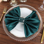 5 Pack Satin 20"x20" Napkins Peacock Teal - Luxurious Shine & Smooth Dinner Napkins